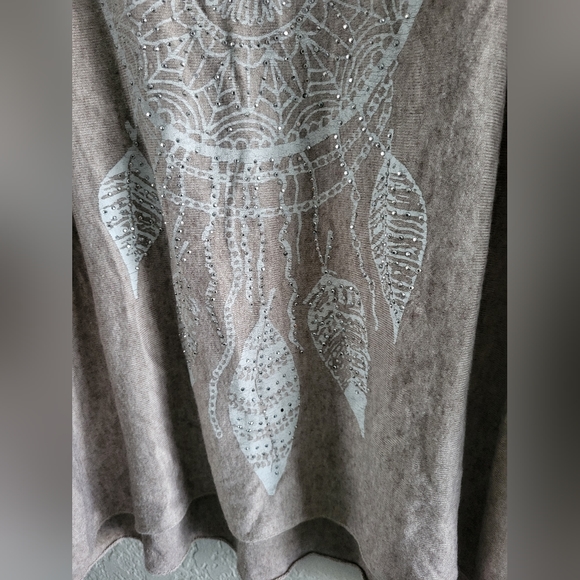 Wool Blend V-Neck Sweater Rhinestone Dreamcatcher - Picture 5 of 13